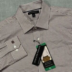 Banana Republic Non Iron Slim Fit Button Up Shirt Mens XL Maroon Work Office